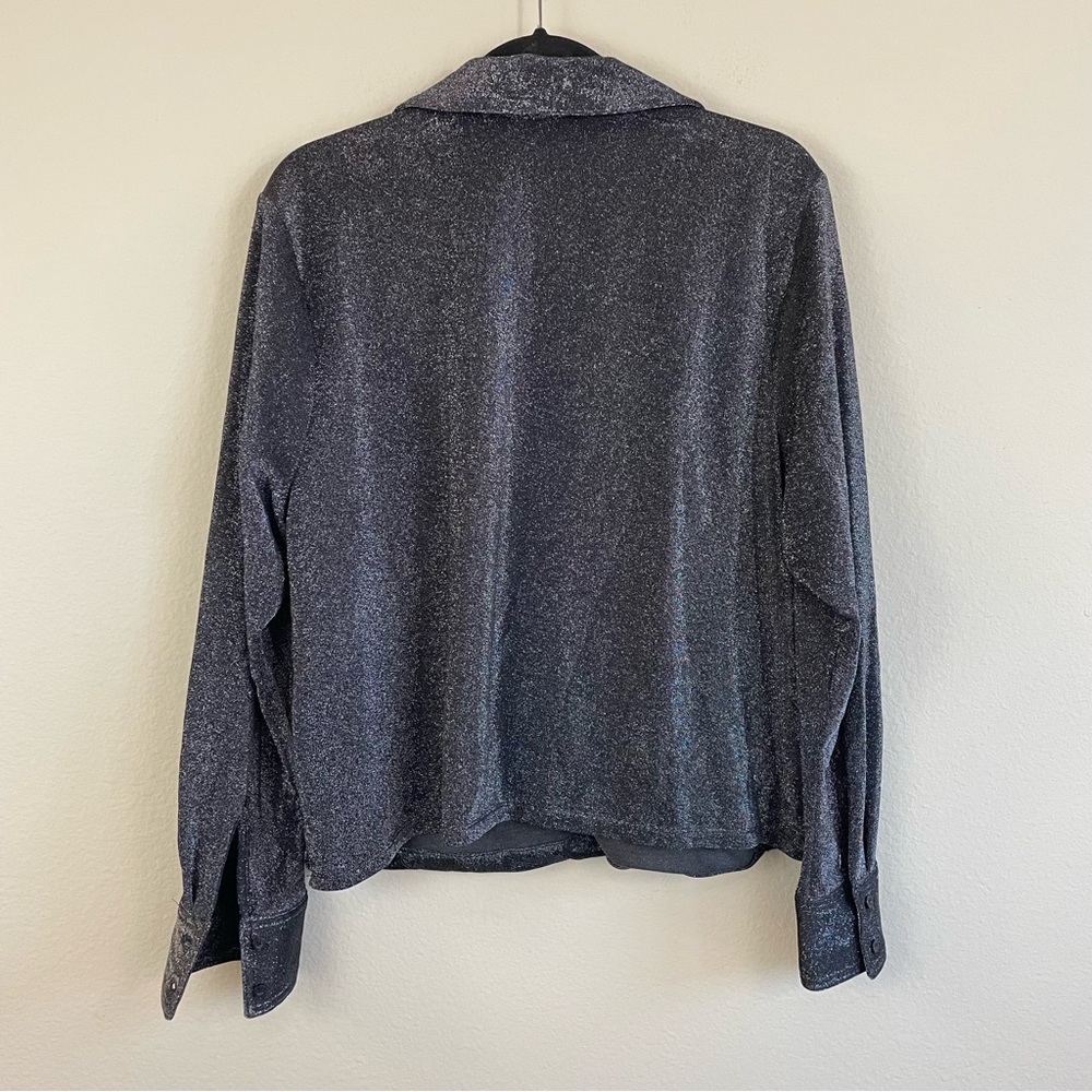 NWT Calvin Klein Lurex Long-Sleeve Faux-Wrap Top Size XL - Picture 6 of 7